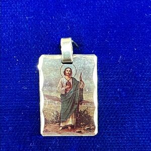 14 k yellow gold Religious Saint Rectangular Pendant